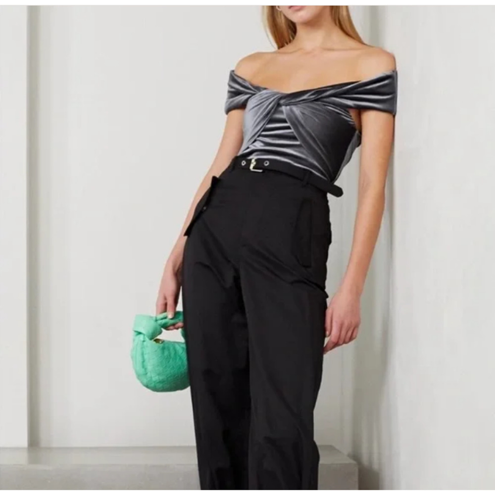 NEW‎ ALIX NYC Grove Twisted Velvet Bodysuit in Pewter Grey - Picture 2 of 8